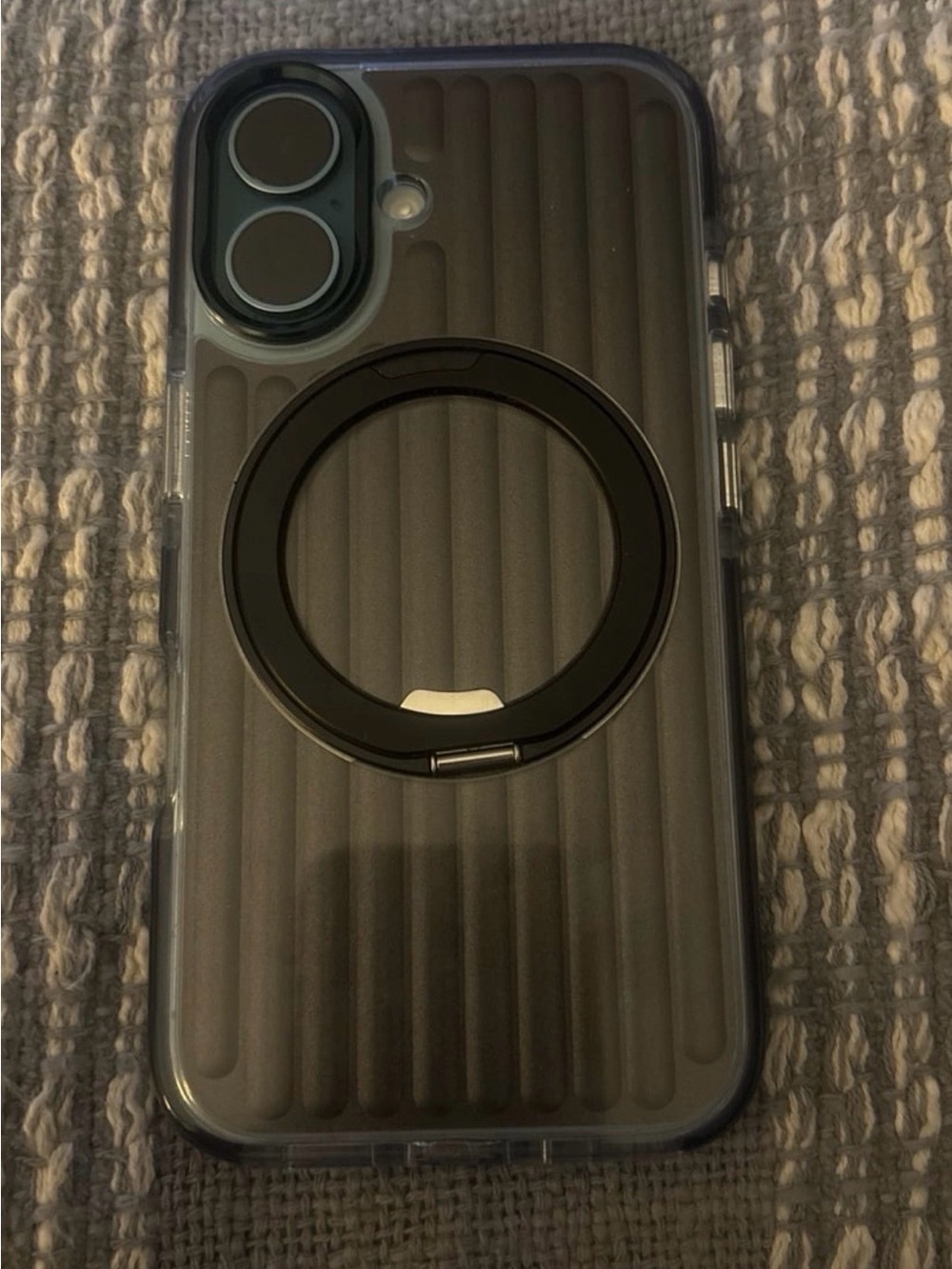 Clear Black Ribbed Phone Case with Stand